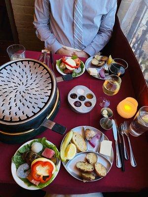 Seasonal springtime entrée platter and the seafood entrée platter.