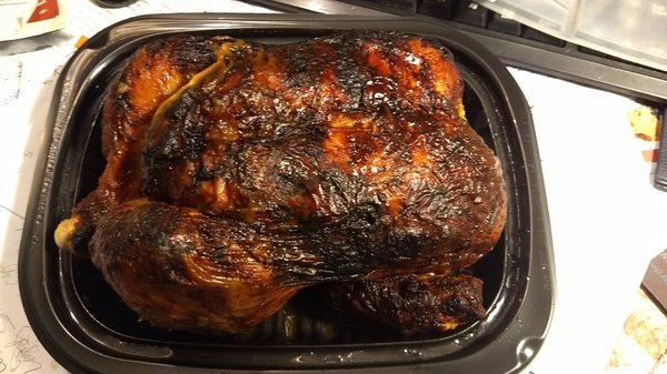 Famous rotisserie chicken, I pick the biggest one like this fills the entire container, world's best deal $5.