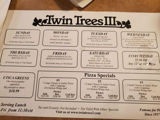 Twintrees specials July 17th 2021