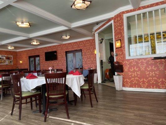 dining area and kitchen is tucked away