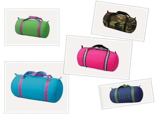 We carry a line of monogram-able  bags, back packs, and nap mats called Mint!