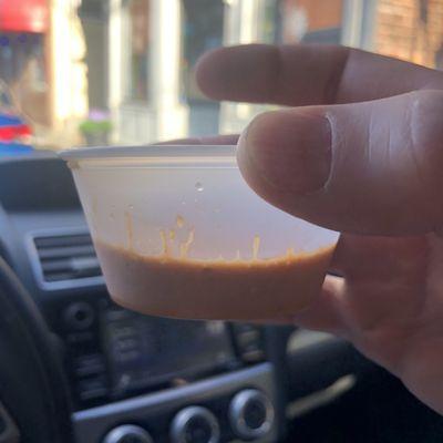 Extra Galactic Sauce 1/3 full.  Why not use smaller cups if that's all you give?