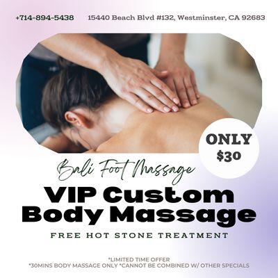 Bali Foot Massage
 15440 Beach Blvd #132, Westminster, CA 92683
 Call us at 714-894-5438