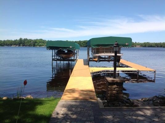 FLOE Aluma Grain Roll-in Dock and FLOE Boat Lifts