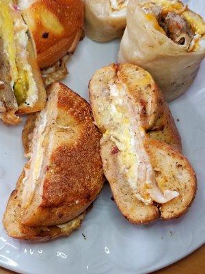 Chicken, egg and cheese on a Sundried Tomato Bagel