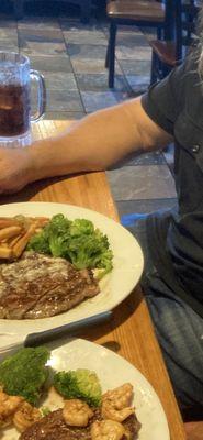 Two ribeye plates one was surf and turf