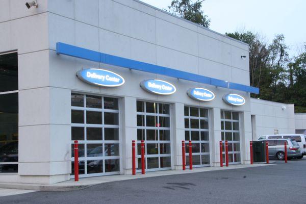 Exterior view of the Delivery Center where you can pick up your new vehicle.