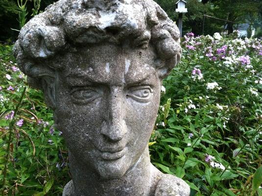 Bust at the garden at the Catskills B & B.