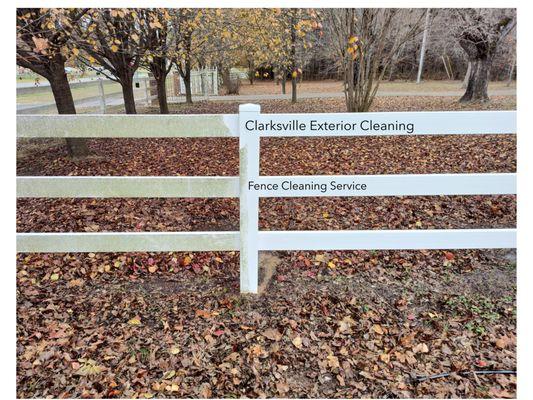 Fence Cleaning Services in Clarksville, TN. We thoroughly clean every style of fencing. White rail pvc vinyl fence cleaning. Call us Today!