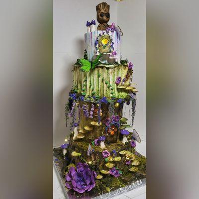 Buttercream Enchanted Forest Quinceanera/Birthday Cake