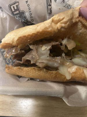 Does this look like a Firehouse Steak & Cheese? Barely any onions or bell peppers this is a fricking joke never again will I go here