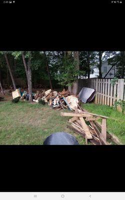 Old debris and trash from yard waste