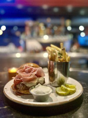 Barcelona burger and truffle fries