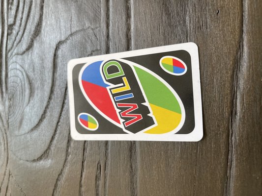 They use uno cards to identify customers. When your order is ready, "Wild Card"!