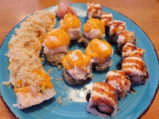 Lunch roll combo: Yami Yami, Tasty Crab, Alaska