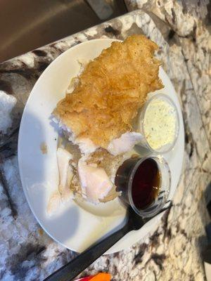 Uncooked Beer-Battered Fish and Chips .