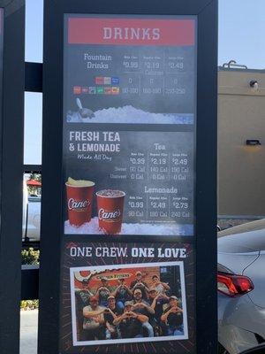 Drive thru menu