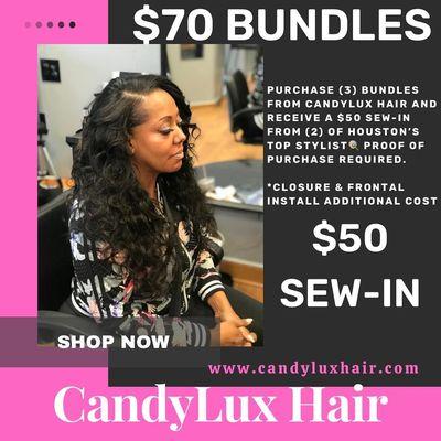 CandyLux Hair Home of the $50 Sew-In.