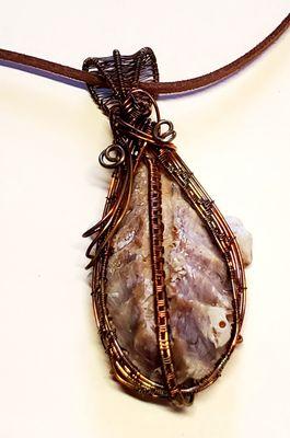 Seashell flamepainted copper pendant