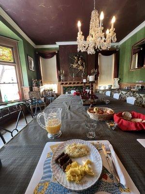 Fresh breakfast in the dining room