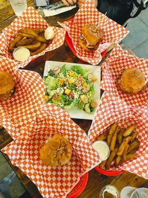 Salad, fries, & sandwich