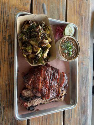 Three meat plate/ brisket, ribs, turkey.