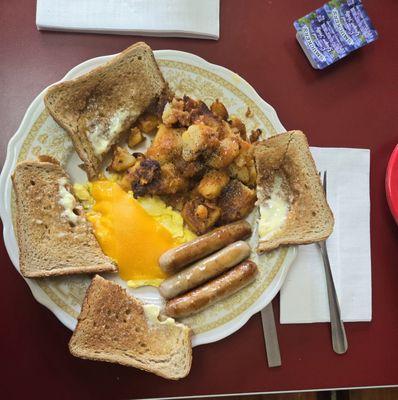 One Egg Full Breakfast with Hashbrowns and Toast and Choice of Meat