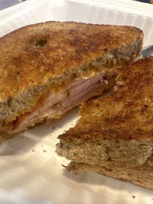 Ham grilled cheese on rye