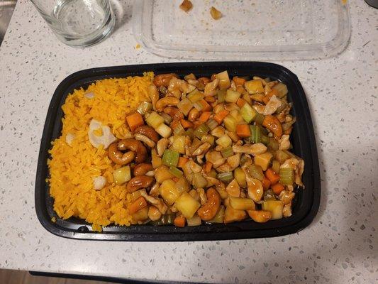 Chicken with cashews combo plate - includes chicken fried rice and egg roll