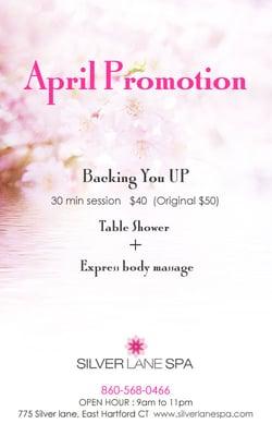 April Promotion!!!
 Best spa in East Hartfod, CT