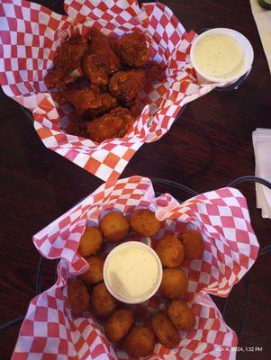 Carolina Reaper wings and Jalapeño Tater Puffs