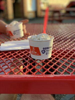 penn state creamery: a scoop each of peanut butter swirl and cinnamon stickies