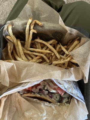 Fries and lamb gyro