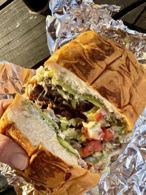 Peeking inside my barbacoa torta