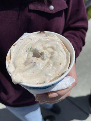 M&M Blizzard minus chocolate sauce add caramel