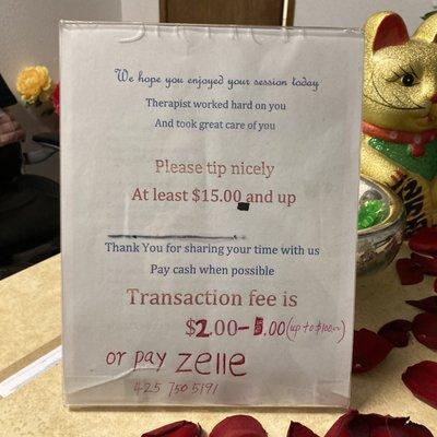 Counter top tipping sign