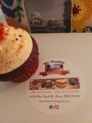 A gift of a red velvet cupcake from Mi Pueblito Bakery was perfect sweet and delectable.