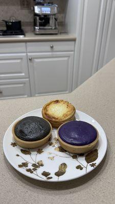 We brought home to enjoy. Gotta try them all! Purple: ume, Black: sesame. Yellow: original.