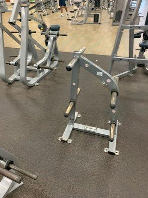 No weights available on racks or machines.