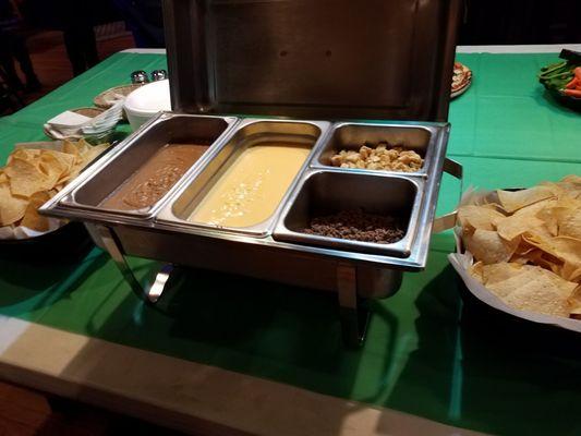 Nacho Bar from party menu (chips, salsa, and jalapenos out of frame)