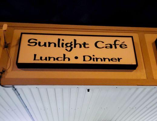 The Sunlight Cafe sign.