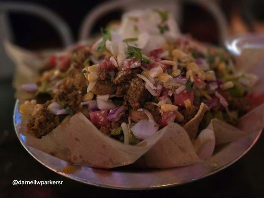 Shrimp, chicken, and chorizo Nachos