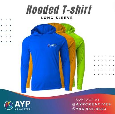 Promote your brand in style!  Custom hooded T-shirts are perfect for showcasing your business while staying comfortable.