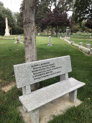 A bench on which to rest and pause. I'm sure many tears have been shed here.