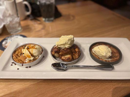 Pizookie Trio - Salted Caramel Pizookie, Monkey Bread Pizookie, Gluten-Free Chocolate Chip Pizookie