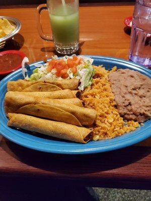 Huge Chicken flautas dinner