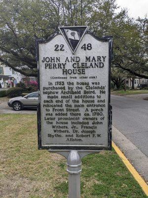 John and Mary Perry Cleland House Historical Marker, 405 Front St, Georgetown