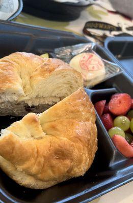 Cranberry Chicken Salad on a croissant. Free cookie & fruit cup side