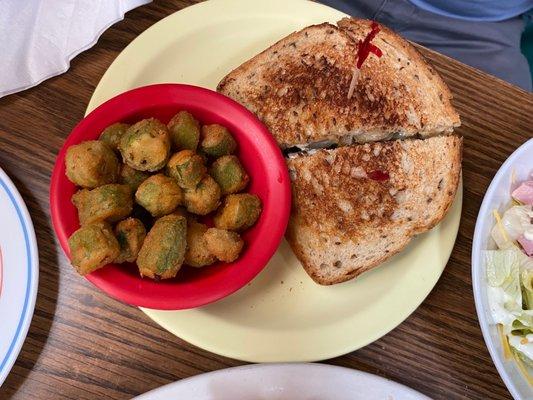 Fried Okra and Patty Melt