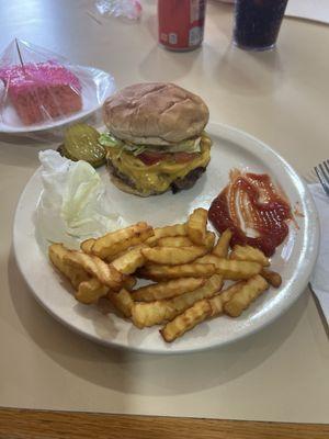 Burger and fries.